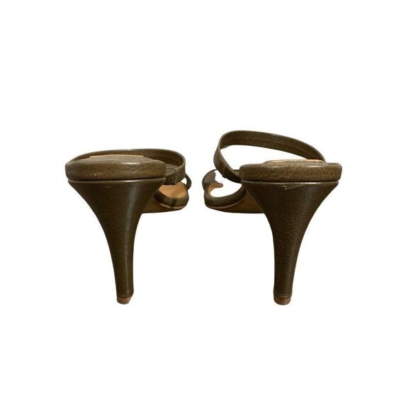 Jaggar The Label Solid Seaweed Green Slip On Leather Medium Heel Sandals 7 - Picture 3 of 6